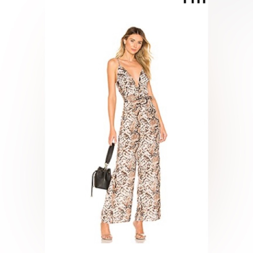 NEVER WORN Superdown - jasper deep V jumpsuit in snake